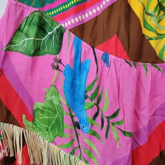 NWT ANTHROPOLOGIE FARM RIO SzM PALILA SPAGUETTI STRAPS FRINGED MIDI DRESS - Picture 8 of 14